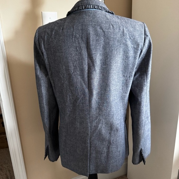J. Crew Women's Blue Ruffle-Trim Jacket - Picture 6 of 7